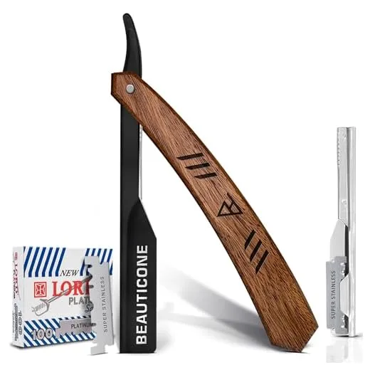 BEAUTICONE Rose Wooden Straight Razor