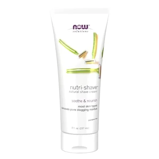 NOW Solutions, Nutri-Shave, Shave Cream, Removes Pore Clogging Residue, Reduces Irritation, 8-Ounce