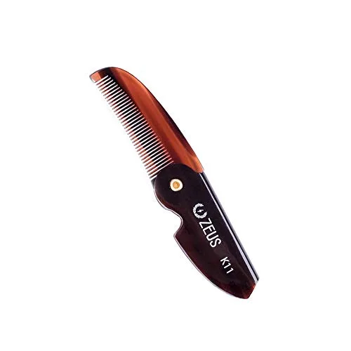 ZEUS Folding Mustache Comb for Men, Handmade Pocket Comb (Traditional) | Crafted to Tame Stray Hairs, Improve Precision, Reduce Snags & Deliver Daily Grooming Control with Pocket Ready Design (K11...