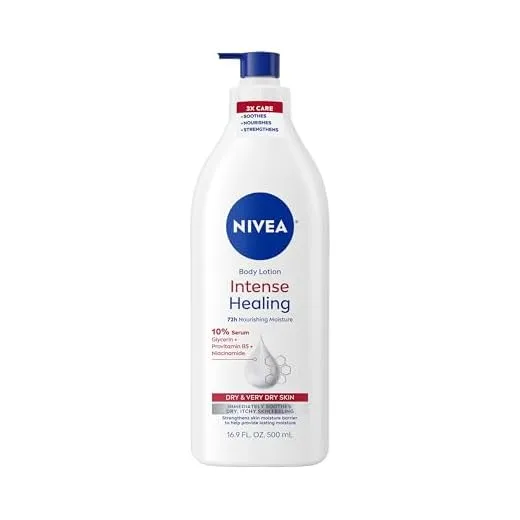 NIVEA Intense Healing Body Lotion, 72 Hour Moisture for Dry to Very Dry Skin, 16.9 Fl Oz Pump Bottle