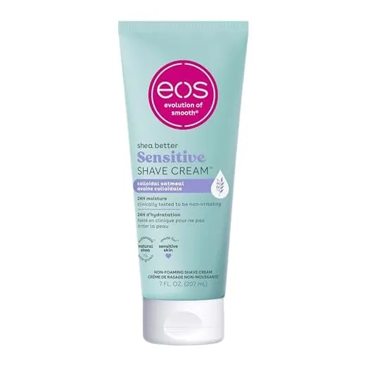 eos Shea Better Sensitive Shaving Cream, Women's Shave Cream, Fragrance-Free, Skin Care and Lotion with Colloidal Oatmeal, 24-Hour Hydration, 7 fl oz