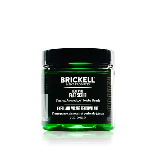 Brickell Men's Renewing Face Scrub for Men, Deep Exfoliating Facial Scrub Formulated with Pumice, Caffeine and Jojoba Beads, 2 Ounce, Scented