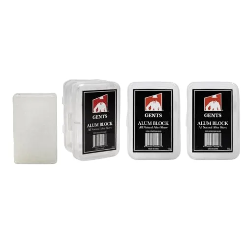 Gents Alum Block in Plastic Case | Upgrade Your Shave - Soothing Aftershave Solution for Shaving Razor Burn Relief - Travel Friendly Durable Plastic Case Included (3.5 Ounces Pack of 3)