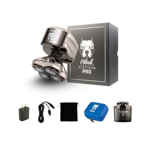 Skull Shaver Pitbull Platinum Pro:Head Shaver for Men - Bald Head Shavers with Wet/Dry Technology, Ergonomic Design, Travel Lock, and Accessories. Perfect Grooming Kit & Gift.