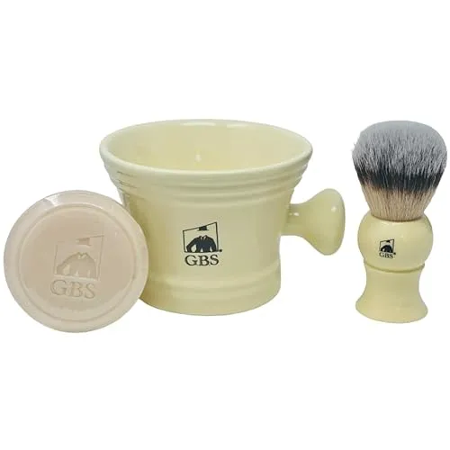 ​G.B.S Heavy Duty Ceramic Shaving Set – Ivory Mug with