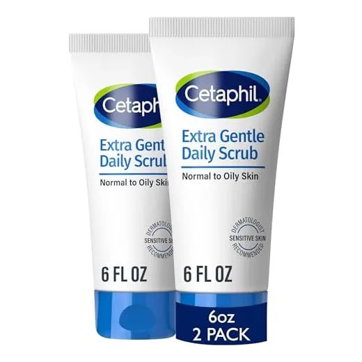 Cetaphil Exfoliating Face Wash, Extra Gentle Daily Face Scrub, Gently Exfoliates & Cleanses, For All Skin Types, Non-Irritating & Hypoallergenic, Suitable For Sensitive Skin, 6 Fl Oz, Pack of 2