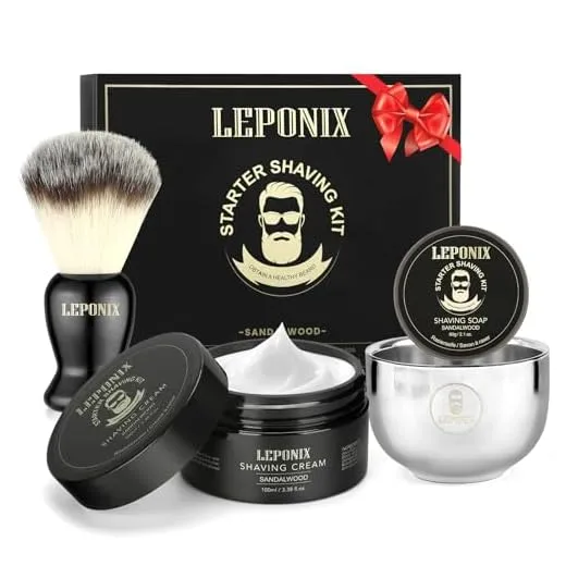 Shaving Kit for Men, Include Shaving Soap, Shaving Brush, Shaving Cream, Shaving Bowl Mens Shaving Kit Aftershave Gift Set for Men Him Husband Boyfriend