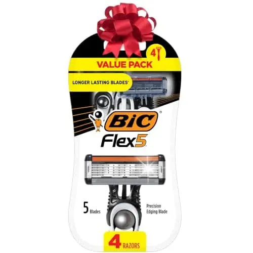 BIC Flex 5 Disposable Razor for Men, Sensitive Skin, 4