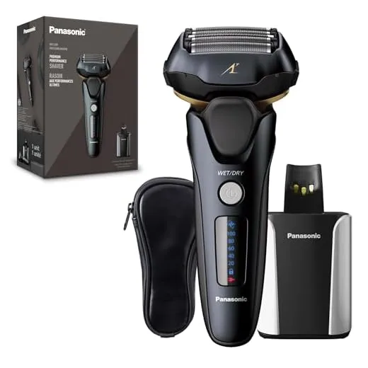 Panasonic Electric Razor for Men, Electric Shaver, ARC5 with Premium Automatic Cleaning and Charging Station, Wet Dry Shaver Men, Cordless Razor, with Pop-Up Trimmer ES-LV97-K, Black