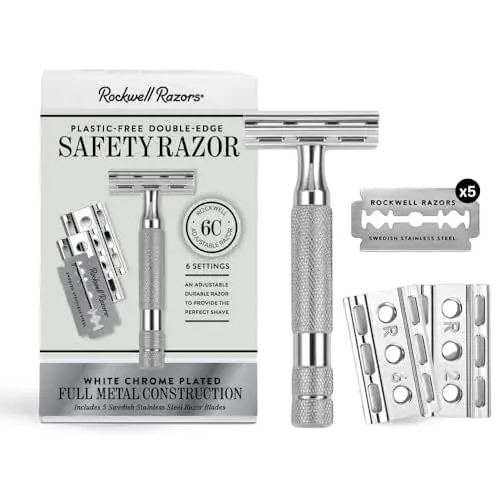 ROCKWELL RAZORS 6C White Chrome Safety Razor With 6 Adjustable