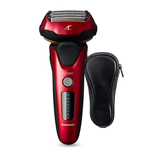 Panasonic ARC5 Electric Razor for Men with Pop-up Trimmer, Wet Dry 5-Blade Electric Shaver with Intelligent Shave Sensor and 16D Flexible Pivoting Head - ES-ALV6HR (Red)
