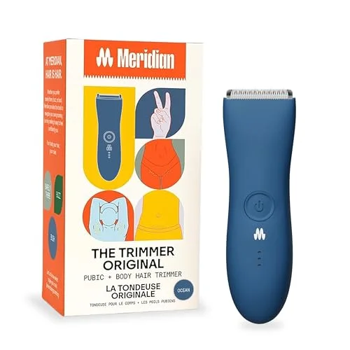 MERIDIAN The Trimmer Original | Body Hair Trimmer for Men & Women | Ocean | Rechargeable and Waterproof Shaver for Pubic Area, Chest, Back, Underarms and Bikini Line, with 2 Guide Combs Included