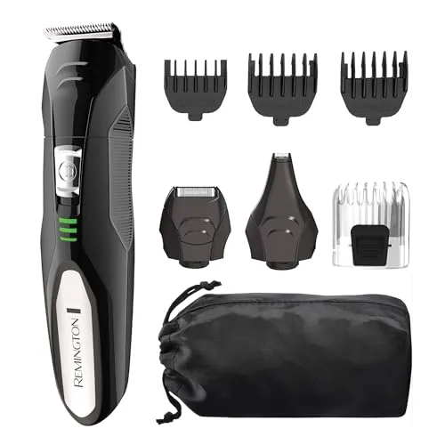Remington All-in-One Grooming Kit, Lithium Powered, 8 Piece Set, Black