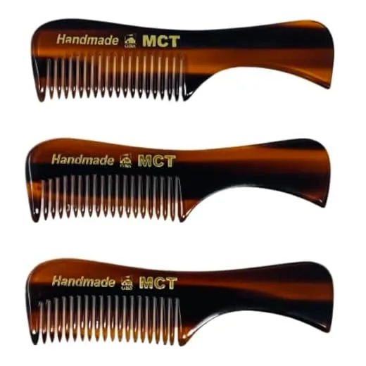 G.B.S Handmade 3in Pocket Comb for Beard and Mustache Styling, MCT, Pack of 3