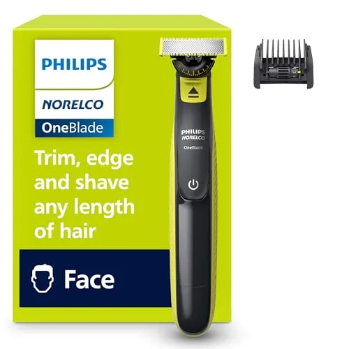 Philips Norelco OneBlade 360 Hybrid Face Trimmer and Shaver, 5 Length Comb