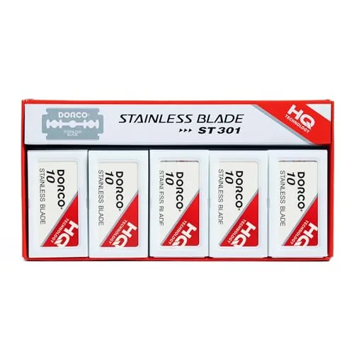 Dorco ST301 Platinum Extra Double Edge Razor Blades | 100 Blades per Pack (10 Packs) | Premium Quality, Smooth Shave, Long-Lasting Sharpness