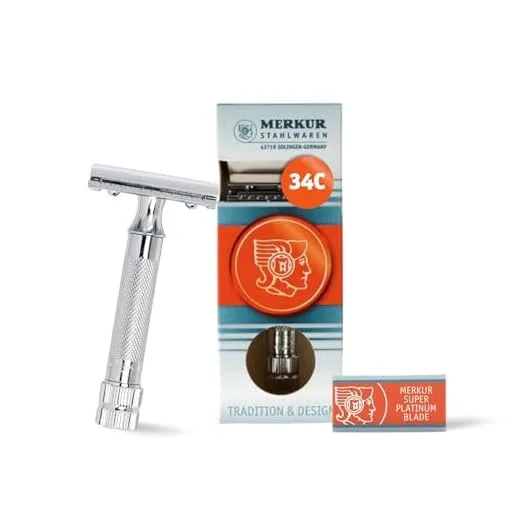 Merkur Mk34c Double Edge Razor with Heavy Duty Short Handle