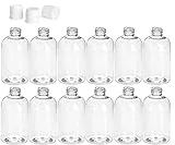 Premium Essential Oil 4 Ounce Boston Round Bottles, PET Plastic Empty Refillable BPA-Free, with White Press Down Disc Caps (Pack of 12) (Clear)