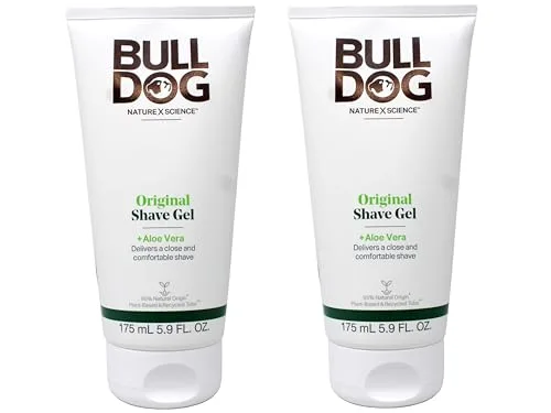 Bulldog Original Shave Gel for Men, Aloe Vera Enriched, Delivers a Close & Comfortable Shave, 95% Natural Origin, 5.9 fl oz (Pack of 2)
