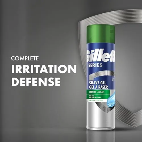 Gillette Series 3X Action Shave Gel, Sensitive Twin Pack, 7 Oz (Pack of 2) Packaging may vary