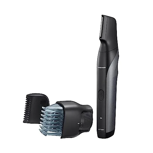 Panasonic Electric Body Hair Trimmer for Men/Women, Waterproof Body Groomer | Wet/dry electric sensitive-area body trimmer and shaver for men and women featuring 2 comb attachments, Black, ER-GK80-S