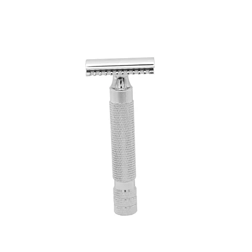 Double Edge Stainless Steel Safety Razor for Men with Textured Grip Close Comfortable Shave Professional Barber and Home Use Suitable for Sensitive Skin and Manual Shaving Tools