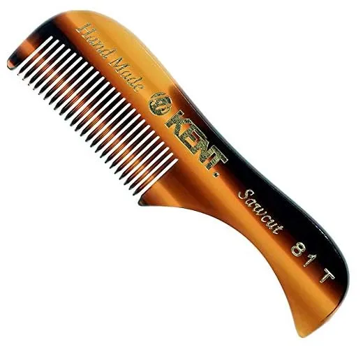 KENT 81T "Freddie" Handmade Beard Mustache Comb - Extra Small. Unbreakable Fine Toothed Beard and Moustache Combs Pocket Size for Facial Hair Grooming. Hand-Made Saw-Cut & Polished