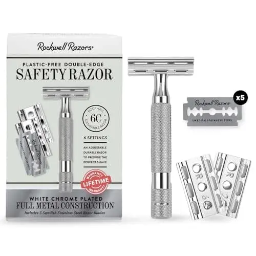 ROCKWELL RAZORS 6C White Chrome Safety Razor With 6 Adjustable