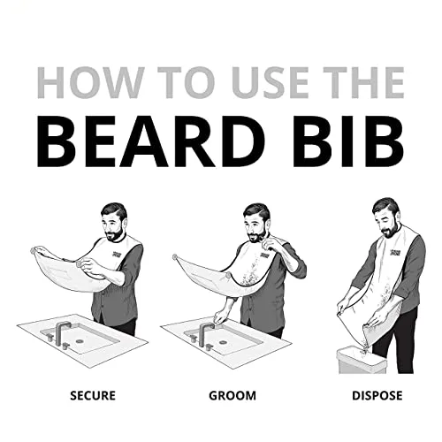 BEARD KING Beard Bib Apron - Shaving Set for Dad - As Seen on Shark Tank - Men's Hair Catcher for Shaving - Grooming Accessories, Black.