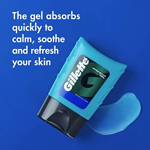 Gillette After Shave Gel for Men, Aftershave for Men, After Shave Lotion for Men, Calms, Soothes and Refreshes Sensitive Skin, Light Fragrance, 2.5 oz, Pack of 6, After Shave Cologne Men, Aftershave