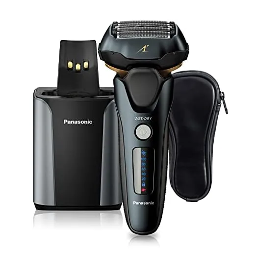 Panasonic Electric Razor for Men, Electric Shaver, ARC5 with Premium Automatic Cleaning and Charging Station, Wet Dry Shaver Men, Cordless Razor, with Pop-Up Trimmer ES-LV97-K, Black