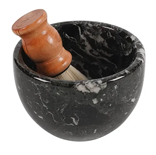 Radicaln Marble Shaving Cream Bowl Black 7.6 OZ Handmade Shaving Bowl Mens Barber Supplies - Bowl For Esthetician Supplies Like Shaving Gel - Used By Barber For Beard Bar Clean Up