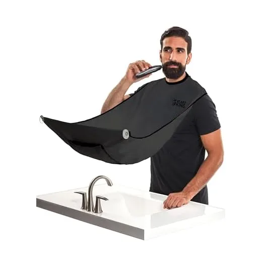 BEARD KING Beard Bib Apron - Shaving Set for Dad - As Seen on Shark Tank - Men's Hair Catcher for Shaving - Grooming Accessories, Black.