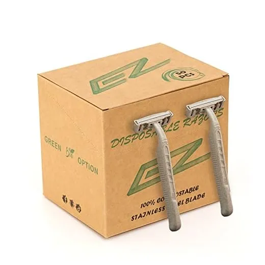 EZTAT2 Disposable Razor - 50pcs Eco Friendly Disposable Three Blade Shaving Razor for Men/Women's Grooming, Biodegradable Single-Use Body & Face Shaver for Eco Friendly Product Gifts