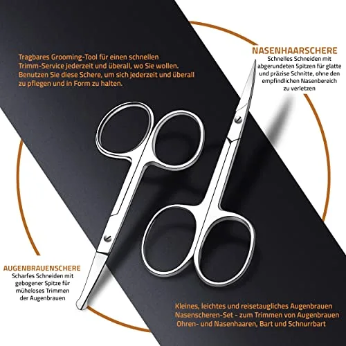 Utopia Care Curved and Rounded Facial Hair Scissors for Men - Mustache, Nose, Beard, Eyebrows, Eyelashes and Ear Hair Cutting Scissors - Professional Stainless Steel Trimming Scissors - Silver