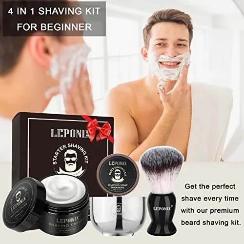 Shaving Kit for Men, Include Shaving Soap, Shaving Brush, Shaving Cream, Shaving Bowl Mens Shaving Kit Aftershave Gift Set for Men Him Husband Boyfriend