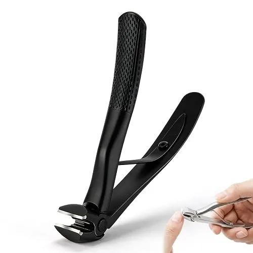 Toe Nail Clippers, Ergonomic Long Handle Thick Nail Cutter (Black)