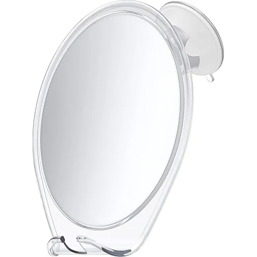 HONEYBULL Fogless Shower Mirror with Suction Mount & Swivel – Anti-Fog Acrylic Bathroom Mirror for Shaving – Built-in Razor Holder, Easy Install, Home Shower Accessory (White)