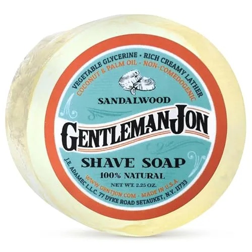 Gentleman Jon Sandalwood Shaving Soap - 2.25oz Premium Men's Wet Shave Puck