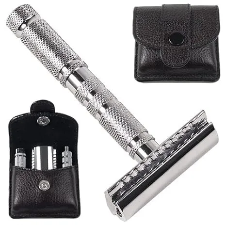 Parker A1R TRAVEL SAFETY RAZOR - Compact 4-Piece Double Edge