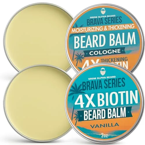 Beard Balm for Men, 2oz Sandalwood & 2oz Citrus Scent, w/Jojoba Oil & Shea Butter, Styling Cream for Men, Moisturizer & Softener, Beard Care Leave in Conditioner (2 Pack (Vanilla and Colog...