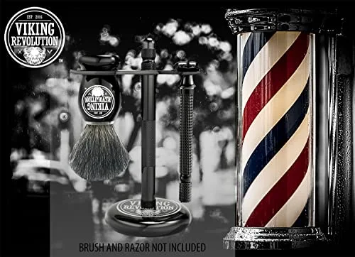 Viking Revolution Black Safety Razor Stand - Razor Holder and Shaving Brush Stand to Prolong the Life of Your Razor - Weighted Bottom for Extra Stability