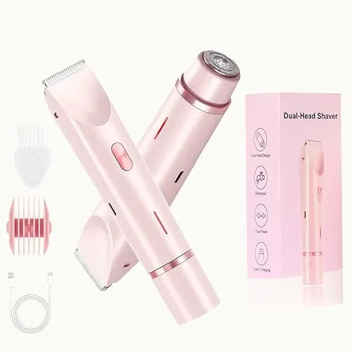 Electric Bikini Trimmer for Women, Painless Dual Head Body Razors,