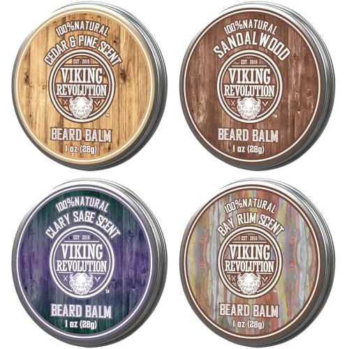 Viking Revolution Beard Balm Variety Pack - Sandalwood - 1 oz (4 Pack)