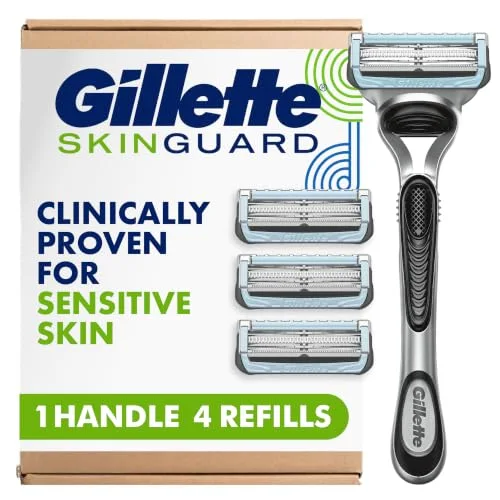 Gillette SkinGuard Razors, 1 Gillette Razor, 4 Razor Blade Refills, Designed for Men with Skin Irritation, Razor Bumps, and Sensitive Skin