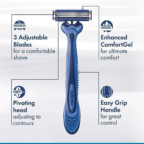Gillette Sensor3 Comfort Men's Disposable Razors, 12 Razors