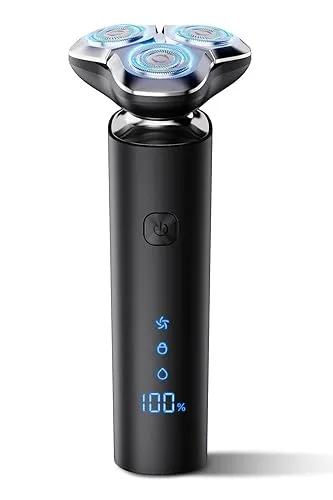Electric Razor for Men Cordless, Wet/Dry Rotary Shaver Waterproof, 3-Blade