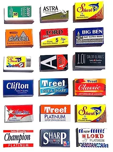 Astra-Derby-Shark-Lord-Treet-Sharp 100 Quality Double Edge Razor Blades Sampler (18 different brands)