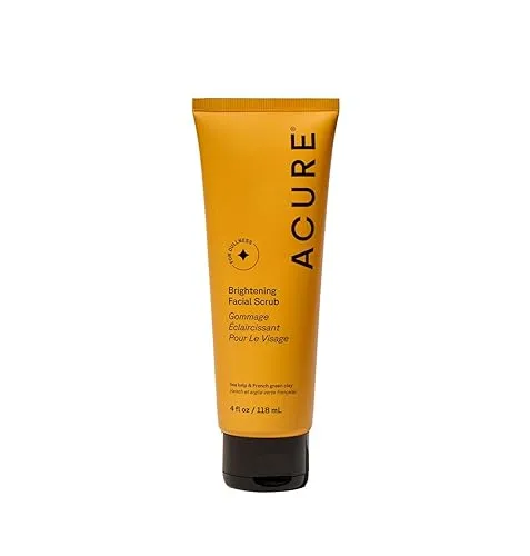 Acure Brightening Facial Scrub - Exfoliating Face Wash, Gentle Daily