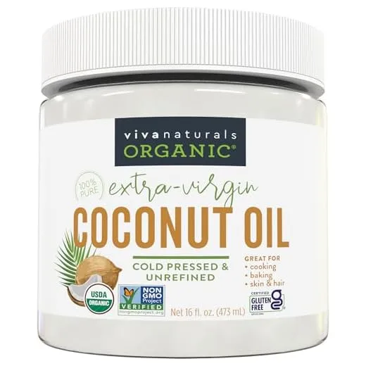 Virgin Coconut Oil, 16 fl oz - Non-GMO, Cold-Pressed and Unrefined Coconut Oil Organic Certified - Natural Flavour Coconut Oil for Cooking and Baking